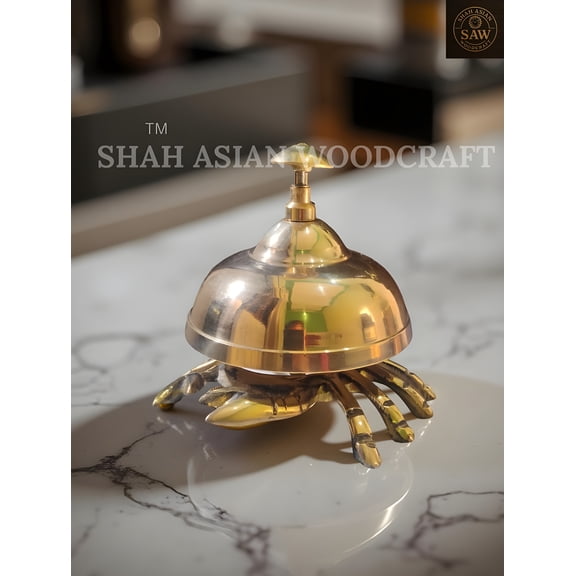 Antique Brass Crab Desk Bell -Hotel Reception, Counter & Premium Service Call Bell