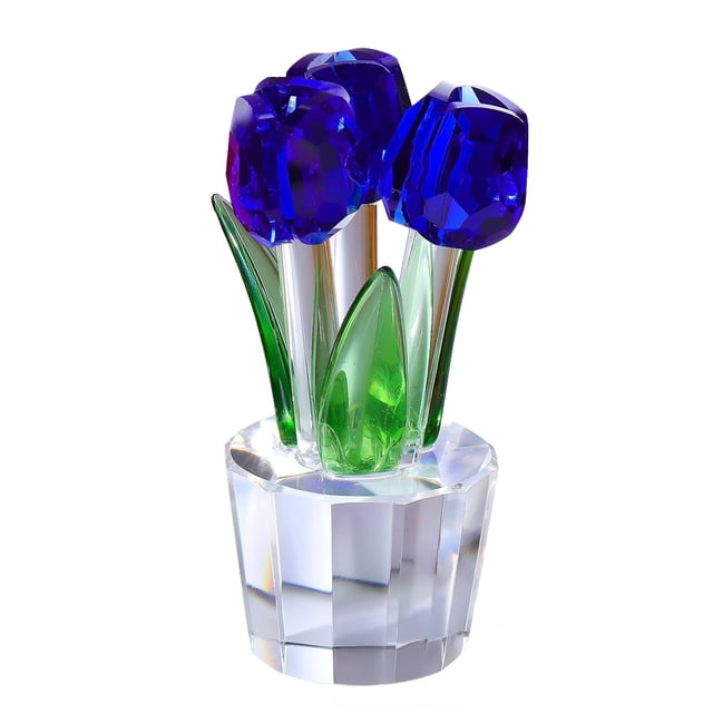 Figura de tulipán de cristal sintético coleccionable, adorno de flor de tulipán transparente, ramo de flores de cristal, regalo para cumpleaños, mujeres, novias y esposas.