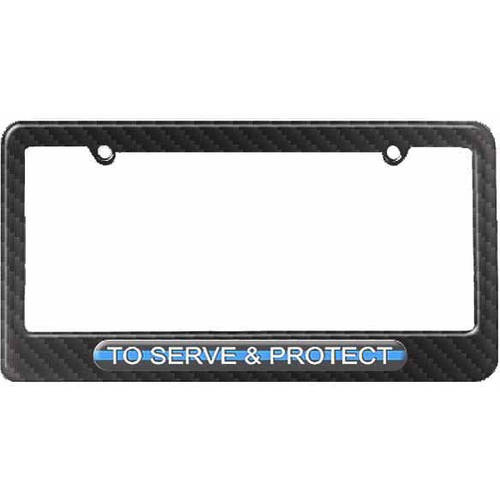 Thin Blue Line Reflective License Plate Frame – Shows Support For Law Enforcement, Includes 2 Free Decals