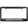 thumbnail image 1 of To Serve And Protect, Thin Blue Line Police License Plate Tag Frame, Multiple Colors, 1 of 1