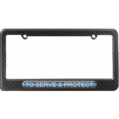 To Serve And Protect, Thin Blue Line Police License Plate Tag Frame, Multiple Colors