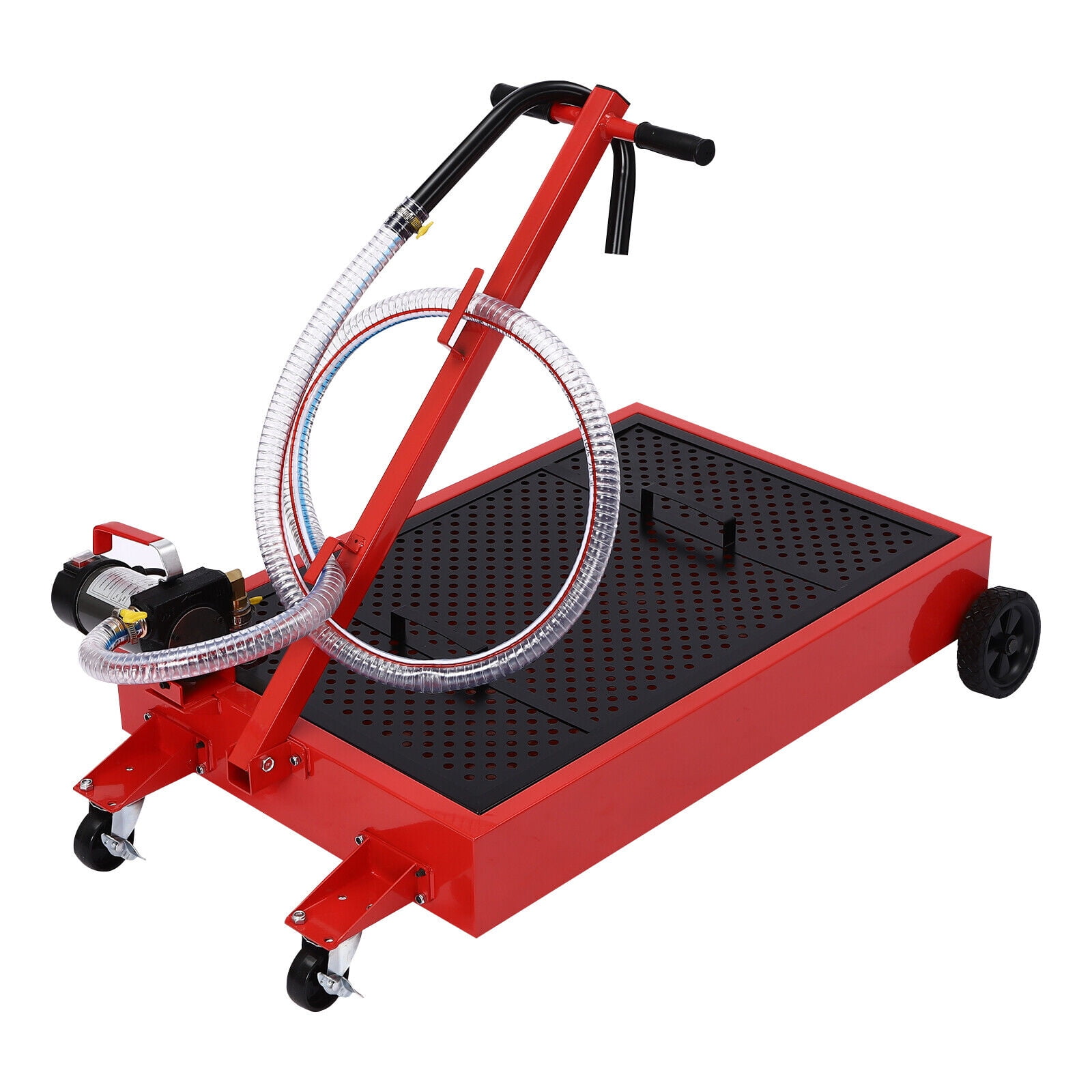 17 Gallon Portable Oil Drain with Pump Truck Oil Drain Low Profile Oil Change Pan Black