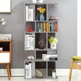 thumbnail image 2 of Gymax 2 PCS 5 Cubes Ladder Shelf Freestanding Bookshelf Display Rack Bookcase Grey, 2 of 10