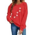 thumbnail image 2 of GUZOM Red Womens Valentine's Pet Paw Print Crewneck Sweatshirt - Cozy Loose Sweet Pullover for Dog/Cat Lovers & Casual Daily Wear,Size XL, 2 of 8