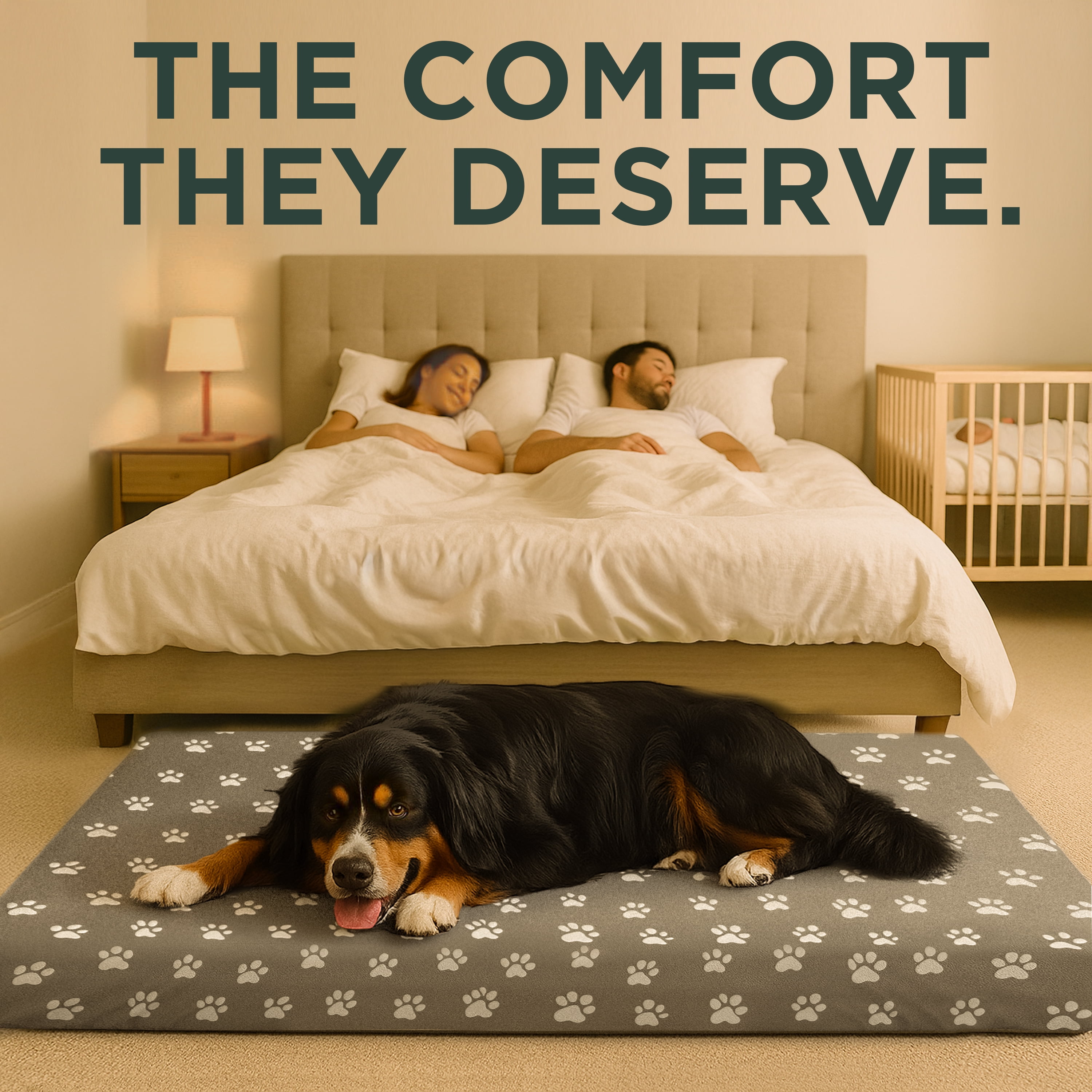 DecorX Human Dog Bed for Adults, 60x30 in Orthopedic Mattress, Protective Liner, 100% Cotton Fitted Sheet, Breathable & Easy-Clean, Gray