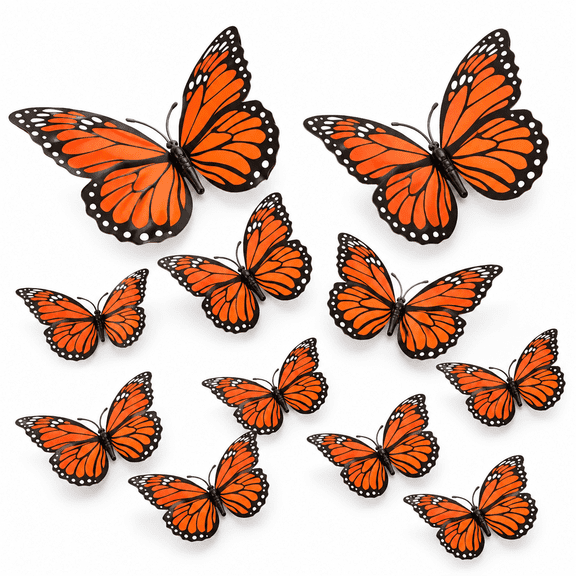 FURVENA 2026 New Monarch Butterfly Decoration,Day of the Dead Decorations for Altar De Muertos Decorations Halloween Decorations for Altar-3-Size 12 Pcs Fake Butterflies Home Decor Wall Wedding Decor