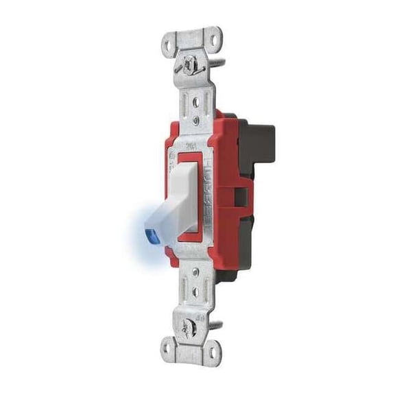 Hubbell Wiring Device-Kellems Illuminated Wall Switch,1-Pole,20A,Wht SNAP1221ILW