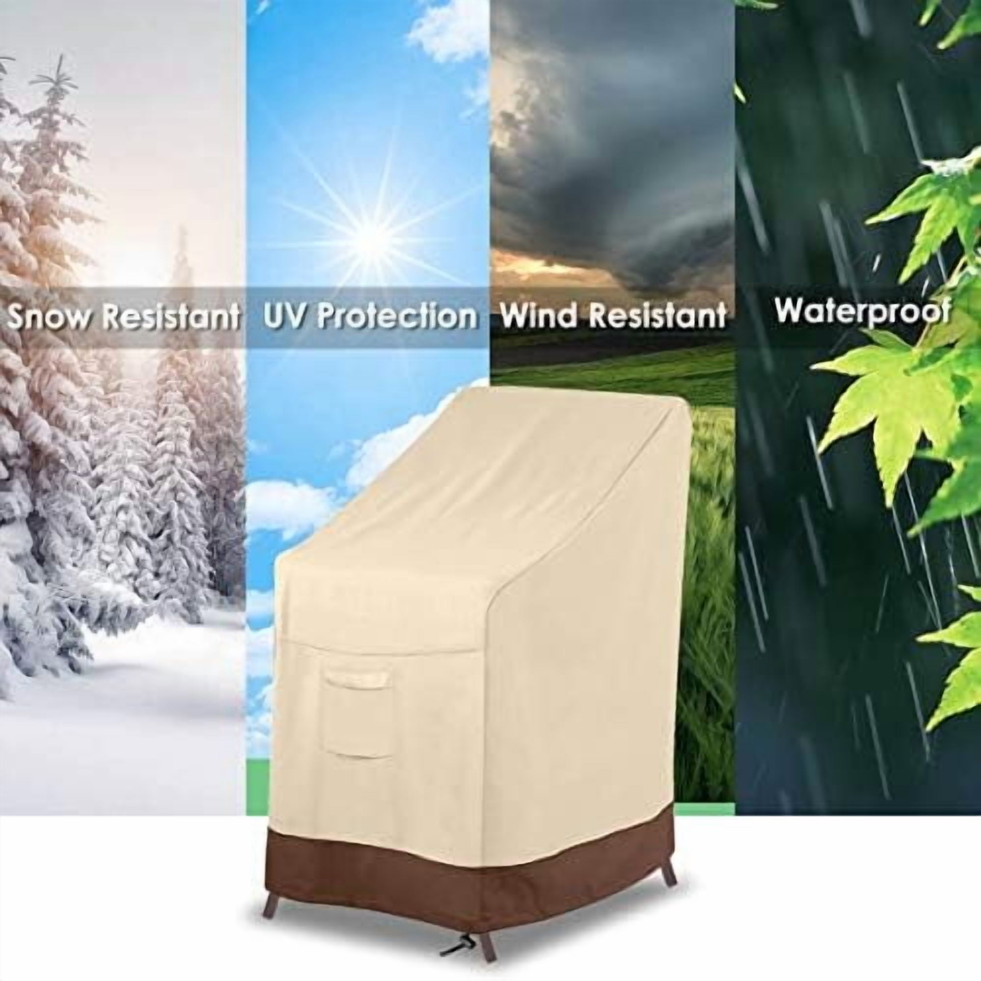 Stackable Patio Chair Cover,100% Waterproof Outdoor Chair Cover, Heavy Duty Lawn Patio Furniture Covers,Fits for 4-6 Stackable Dining Chairs,2 Pack-36 Lx28 Wx47 H,Beige&Brown