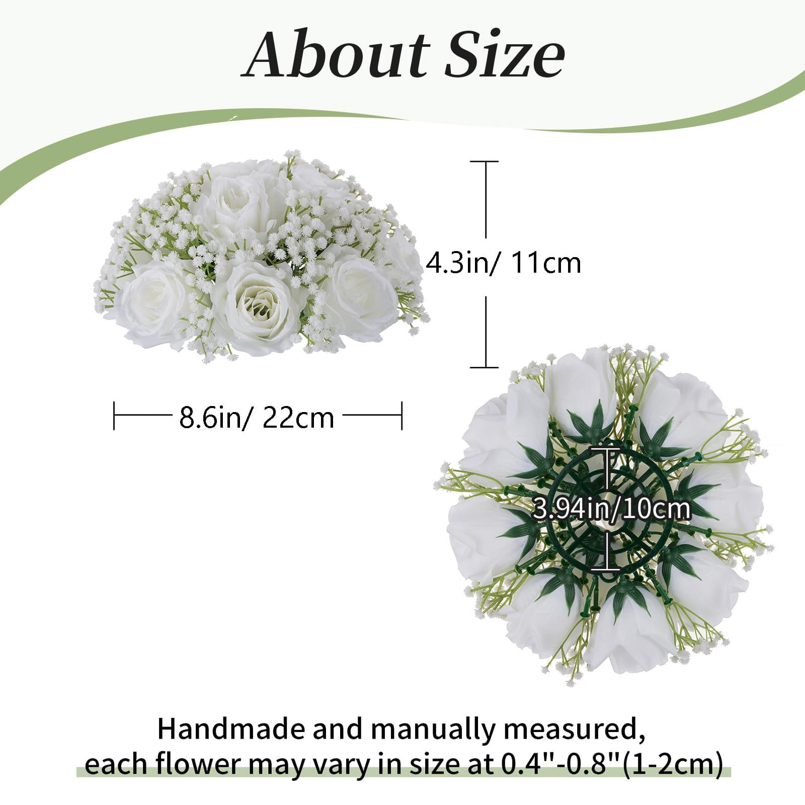 NUPTIO Baby Breath Centerpiece White Flowers：10 Pcs White Roses Artificial Flowers Centerpiece Wedding