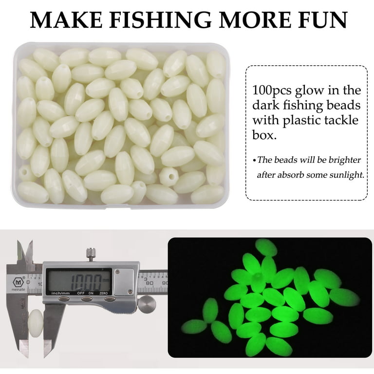 OROOTL Glow Beads Fishing Saltwater, 100pcs Hard Plastic Luminous Fishing  Beads Green Oval Egg Bead Lures Sea Fishing Tool 