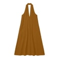 thumbnail image 5 of ChaoHeng Maxi Dresses for Women Summer for Solid V Neck Sleeveless Patch Pocket Midi Casual Everyday Sundresses for Orange XS, 5 of 5