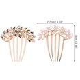 thumbnail image 2 of 1 Pc Peine Insertado para Mujeres con Hojas para Cabello Lacio y Grueso, Tono Dorado, Aleación Blanca, Perla Sintética, 2 of 3