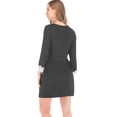 thumbnail image 4 of Camisón De Mujer, Por Encima De La Rodilla, Manga 3/4, Cuello En V, Puños De Encaje, Ropa De Dormir Suelta Para Mujer, Color Puro Para Niñas Para Nadar ANGGREK  No, 4 of 4