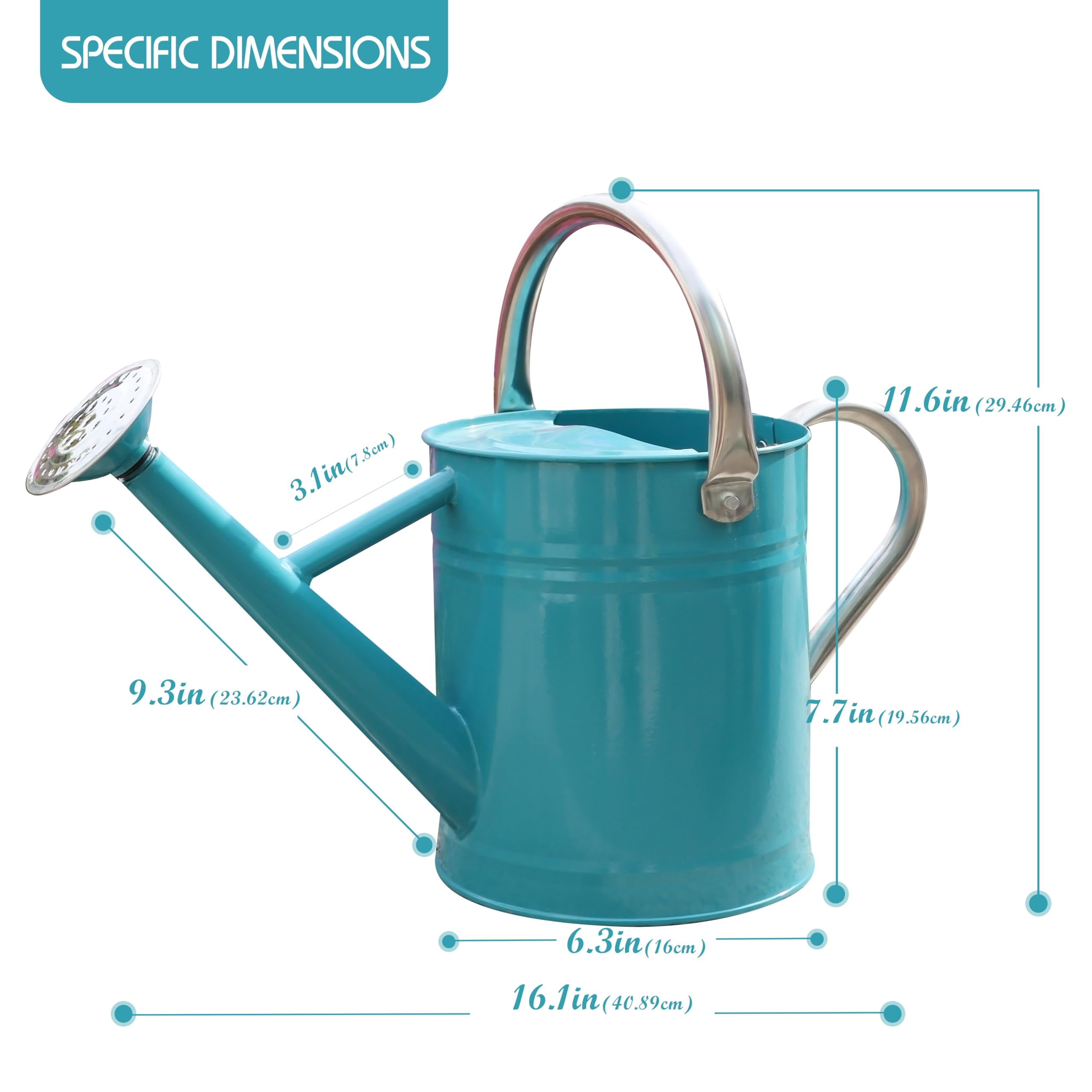 Metal Watering Can for Outdoor and Indoor Plants, Watering Can Decor, 1 Gallon - 006 LEAF GREEN