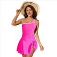 thumbnail image 2 of Trajes de Baño de una Pieza para Mujer, Vestidos de Traje de Baño, Traje de Baño con Control de Falda, Rosa Rojo L, 2 of 7