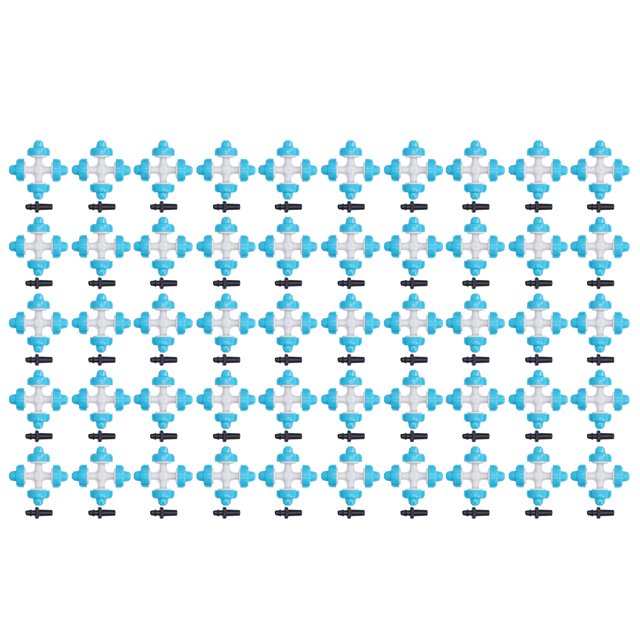 Juego de 50 boquillas de agua de 4 salidas para aspersores atomizadores, accesorio de riego para jardín, color azul lago