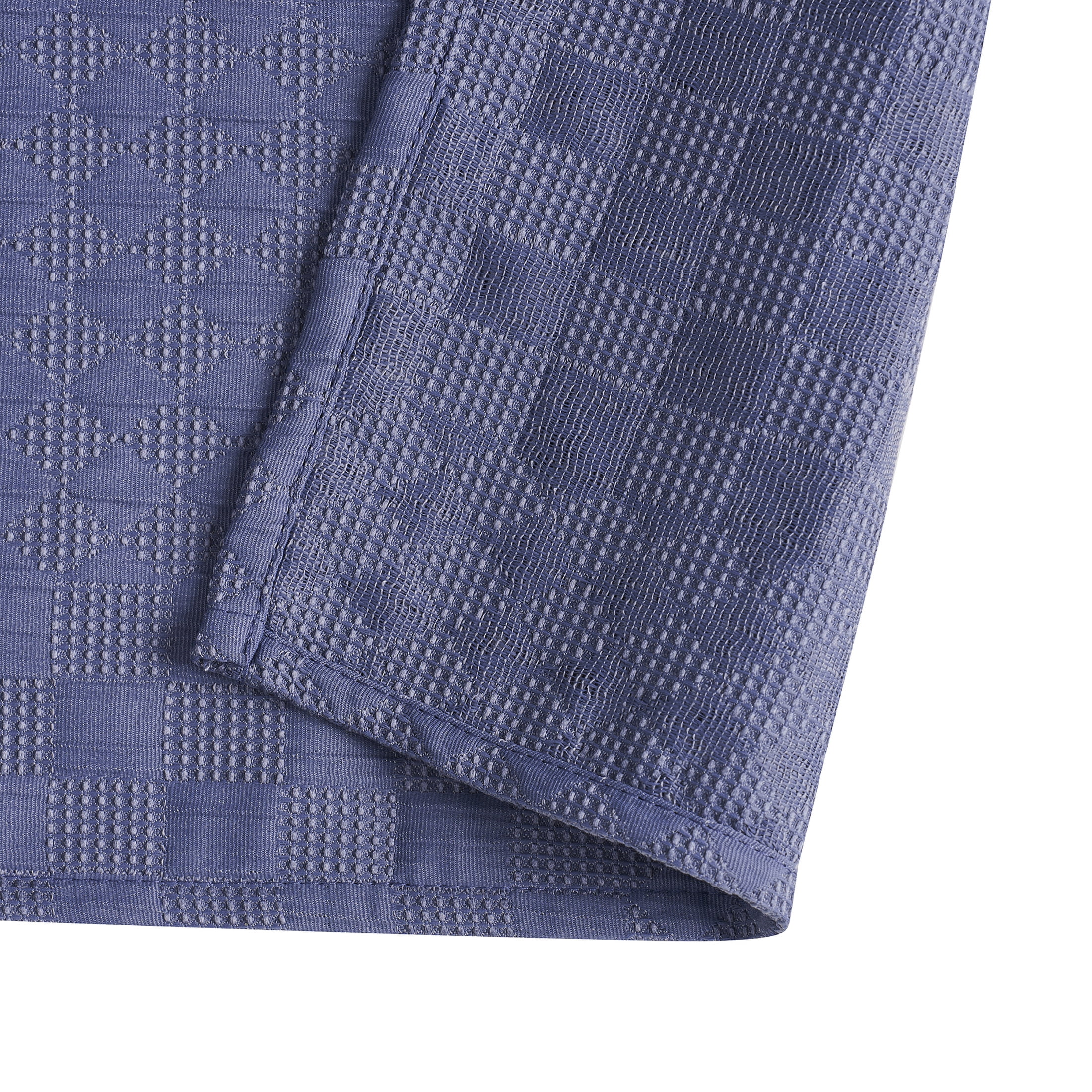Beautiful Nightshadow Blue Check Matelassé Fabric Shower Curtain by Drew Barrymore, 72" x 72"