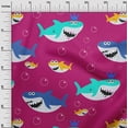 thumbnail image 3 of oneOone Rayon Fuschia Pink Fabric Shark Print Kids Quilting Supplies Print Sewing Fabric By The Yard 56 Inch Wide, 3 of 8