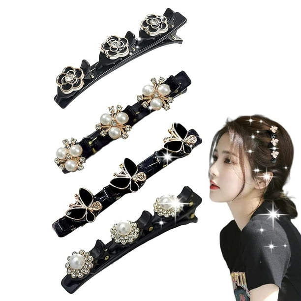 Pinzas para el cabello trenzadas con piedras de cristal brillantes, nuevas pinzas para el cabello trenzadas Simplicity 2024, pinzas para el cabello triples con diamantes de imitación, pinzas para el c