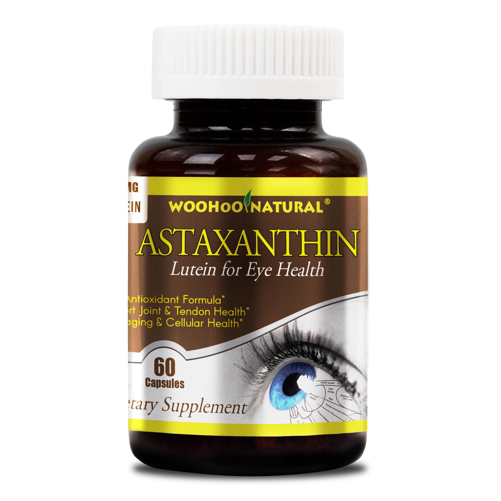 Woohoo Natural Astaxanthin 5 mg + Lutein Eye Health Antioxidant Formula 60 Capsules Walmart