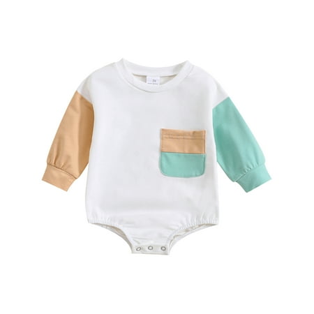 

GXFC Infant Boys Fall Romper 3M 6M 12M Newborn Boys Long Sleeve Contrast Color One Piece Jumpsuit Bodysuit Autumn Clothing for Baby Boys