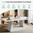 thumbnail image 6 of Tribesigns Modern Computer Desk, 63 inch Executive Faux Marble Office Desk with Sturdy Base for Home Office, White, 6 of 10