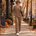 thumbnail image 5 of Loritta 2 Piece Women's Pajama Set Soft Ribbed Long Sleeve V Neck Fall Lounge Set, Women Pants with Pockets, 5 of 8