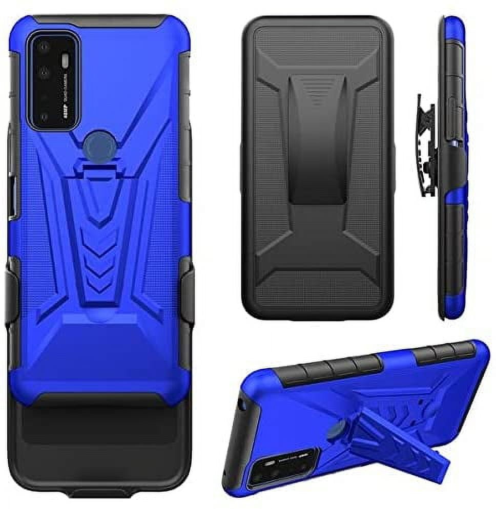 Bemz Carbon Slate Case for AT&T Radiant Max with (2 Pack) Tempered Glass  Screen Protectors and EDC Tool - Blue 