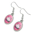 thumbnail image 2 of Cute Unicorn Bunny Rabbit with Rainbow Flowers Novelty Dangling Drop Oval Charm Earrings, 2 of 3