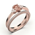 thumbnail image 3 of Dazzling Minimalist 1.75 Carat Pear Cut Affordable Ring, Morganite And Diamond Moissanite Engagement Ring, Unique Wedding Ring, One Matching Band in 925 Sterling Silver With 18k Rose Gold Plating, 3 of 3