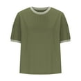 thumbnail image 5 of iHengLiXing Plus Size Womens Tops Dressy Casual Women's New Solid Color Round Neck Top T-shirt Short Sleeved Contrasting Thread Green S, 5 of 7