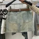 thumbnail image 4 of Dongdaemun2024 Verano Nuevo Vintage Desgastado Agujero Denim Mini Vestido De Mujer De Cintura Alta Adelgazante Glúteos Levantamiento De Glúteos Falda A-Line, 4 of 5