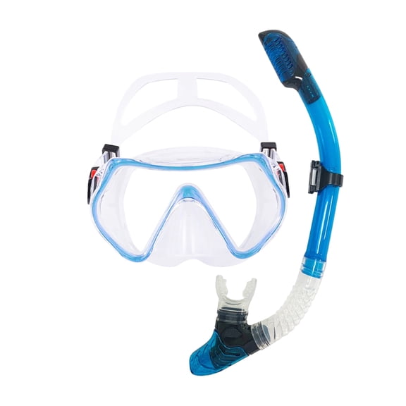 TUDIVING Snorkel and Mask Set for Adults, Adult Snorkeling Gear Combo with Mask and Snorkel, Lake Blue