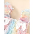 thumbnail image 5 of Musuos Toddler Girls Dress 12 18 24M 3 4T Flower Embellished Bowknot Fly Sleeve Colorful Princess Dress, 5 of 8