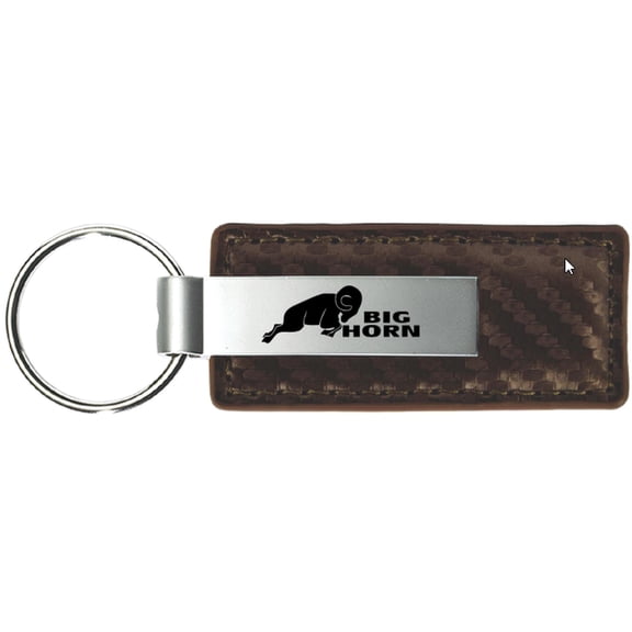 Dodge Big Horn Carbon Fiber Leather Key Chain (Taupe)