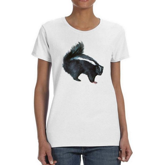 Watercolor Chubby Skunk Posing T-Shirt Women -Image by Shutterstock, Female Large