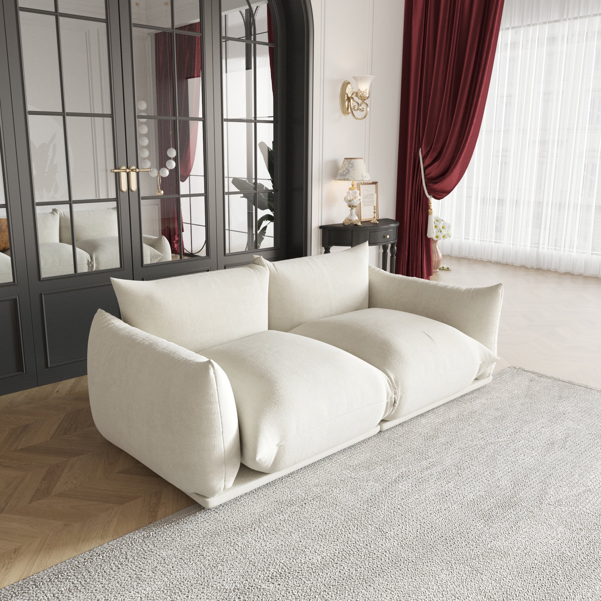 bokifol 2-Seat Modular Cloud Couch for Small Spaces,Easy to Assemble Cloud Couch for Living Room,Office,Beige