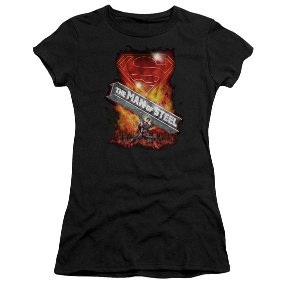 Superman Steel Girder Junior Women's T-Shirt Sheer Black