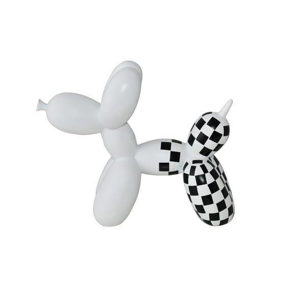 Balloon Dog Made of Resin Statue with Black and White Finish Size: 8" x 3" x 7"H