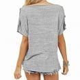 thumbnail image 3 of Womens Short Sleeve Tops Fashion Womens Solid Color Off the Shoulder Button Short Sleeve Tops Blouses Off the Shoulder Tops Womens Tops Short Sleeve Womens Blouses and Tops, 3 of 9