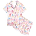 thumbnail image 5 of Nskgu Girls Pajamas Set Soft Satin Lightweight Silk Button-Down Top with Shorts 2 Piece PJS for Kids Gifts, 5 of 5