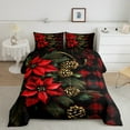 thumbnail image 2 of jejeloiu Christmas Flower Floral Queen Comforter Set,Red Geometric Plaid Bedding Sets,Rustic Farmhouse Cabin Bedding Comforter Set For Men Women,Breathable Home Decor Reversible,3pcs, 2 of 8