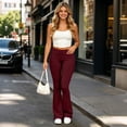 thumbnail image 4 of Admvng Womens Flared Pants Solid Casual Elastic Waist Yoga Workout Pants, 4 of 9