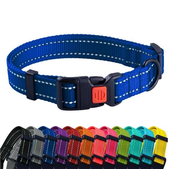 CollarDirect Reflective Dog Collar for a Small Medium Large Dog or Puppy with a Quick Release Buckle - Boy and Girl - Nylon Suitable for Swimming (10-13 Inch Blue)