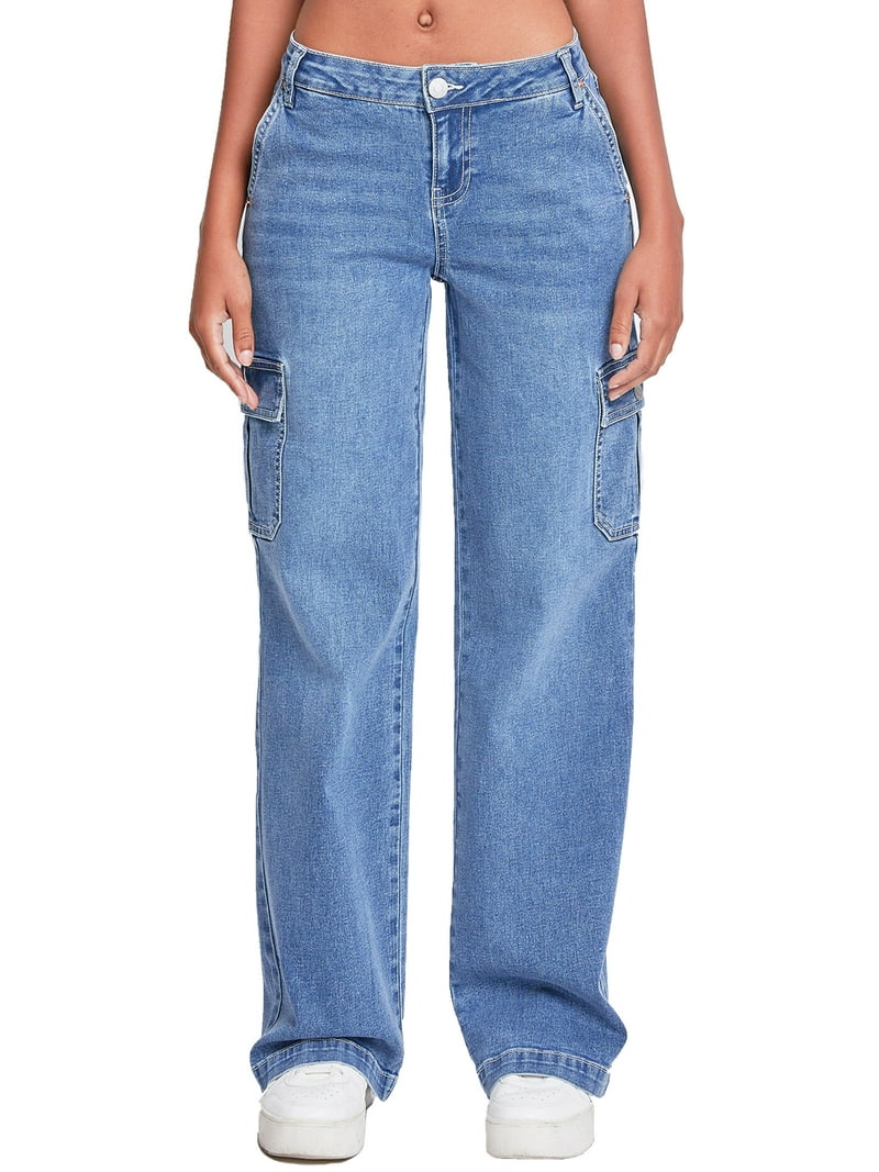 Womens Cargo Pants Elastic Waist Straight Leg Parachute Pants Pockets