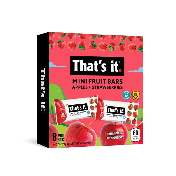 Thats It 100 Natural GlutenFree Soft Chewy Apple + Strawberry Fruit