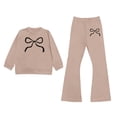thumbnail image 4 of Shadoumai Girls Clothes 2 Piece Outfit Long Sleeve Top + Bow Cargo Pants Girls Fall and Winter Outfits, Sizes 7-16 Years, 4 of 5