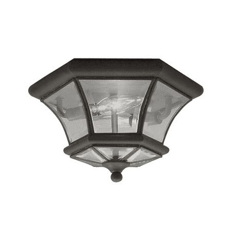 10.5 Inch Semi Flush - Semi Flush Mounts 2 Light With Clear Beveled Glass Bronze size 10.5 in 120 Watts - World of Crystal