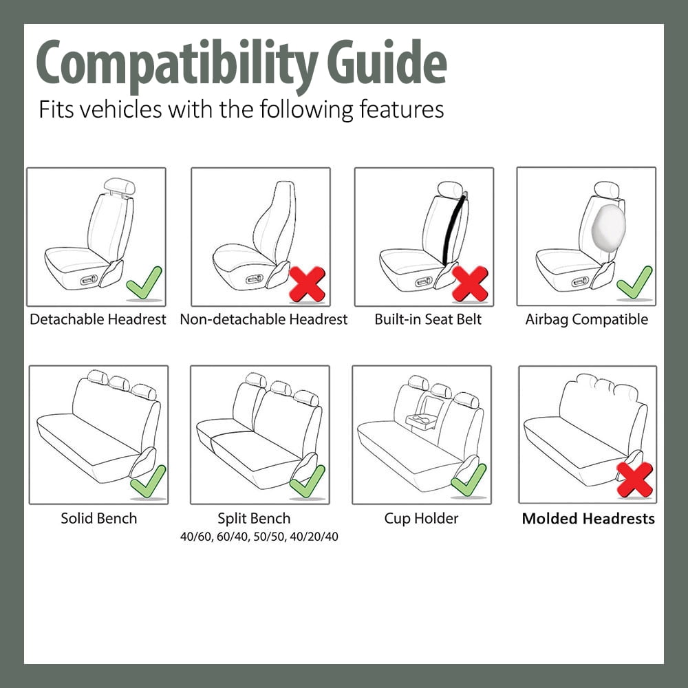 7 Seater 3 Row Black Seat Covers 