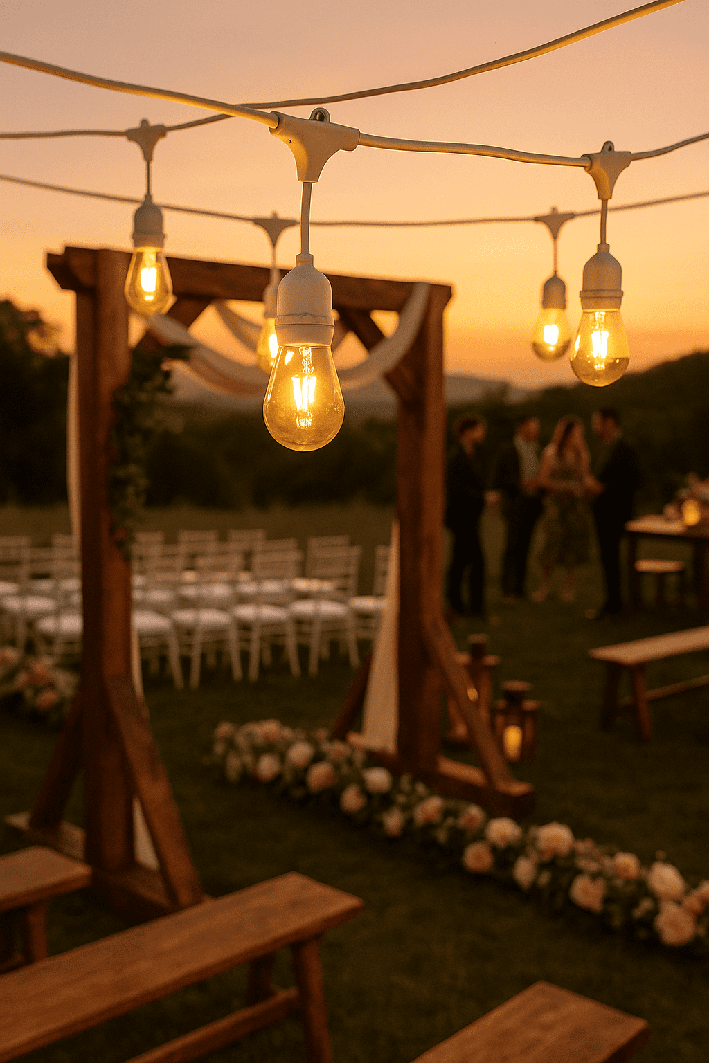 Homestead 48FT Commercial Grade LED Flexible Filament String Lights, Warm White with White Cable